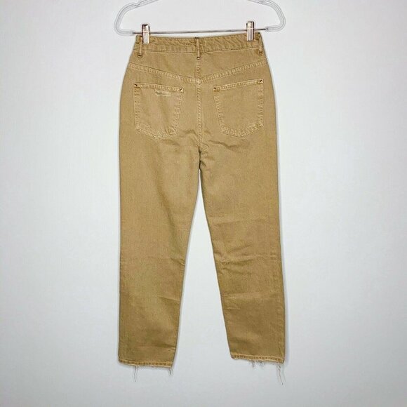 WE THE FREE Jeans Women Size 26 Tan Dakota Straight Leg Distressed - Picture 2 of 5
